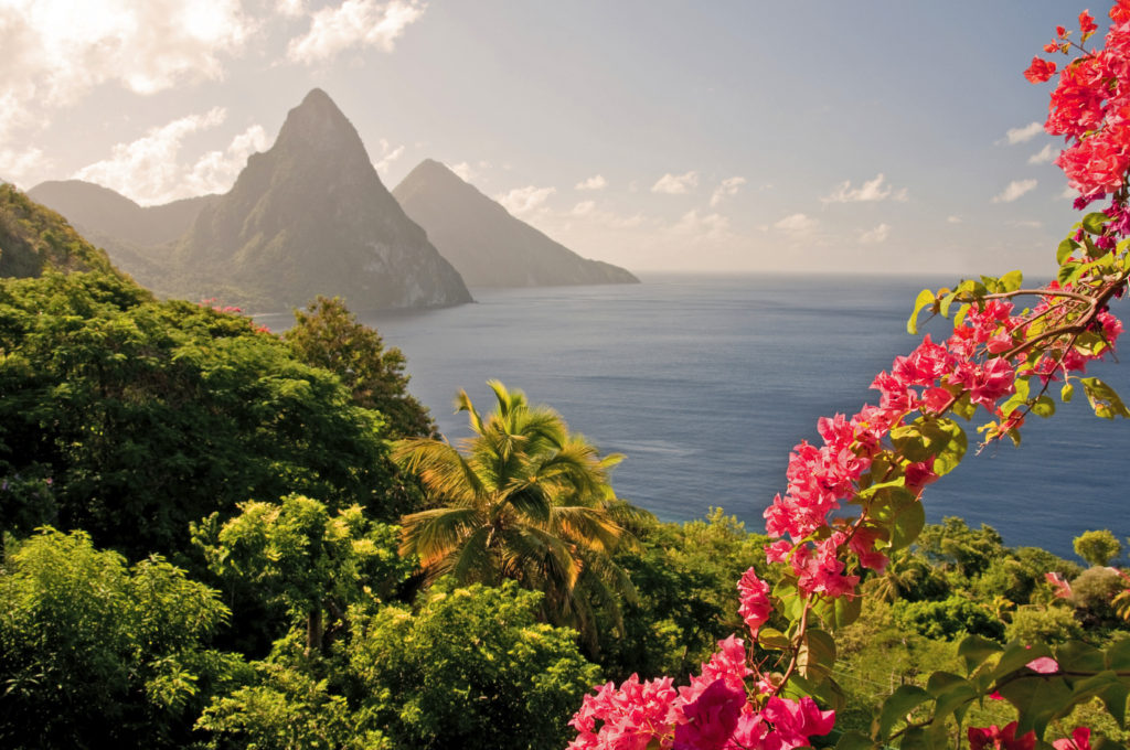 View of the Piton Mountains of St. Lucia