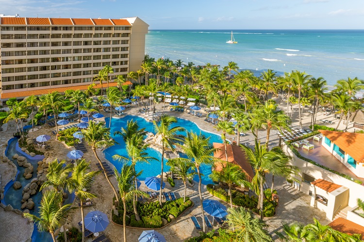 Aerial pool view of Barcelo Aruba