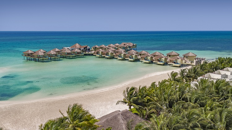 Overwater bungalows at El Dorada Maroma in Riviera Maya