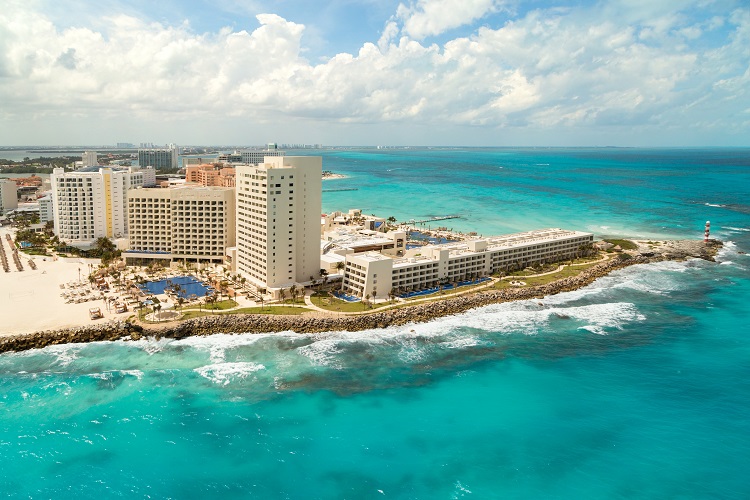 Aerial view of Hyatt Ziva Cancun in Mexico