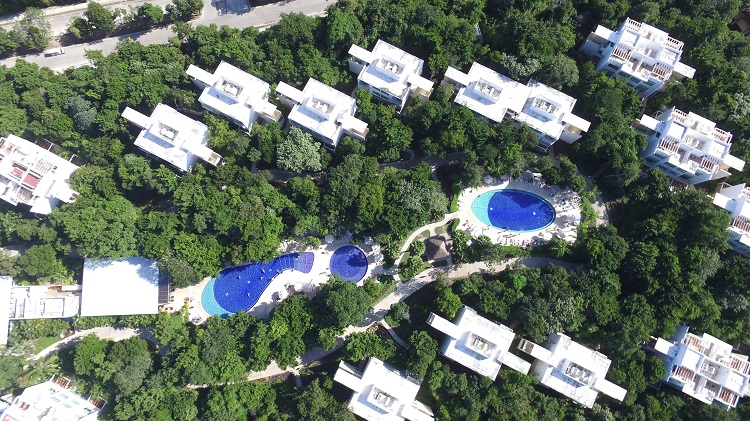 Aerial view of Luxury Bahia Principe Sian Ka'an all inclusive resort in Riviera Maya