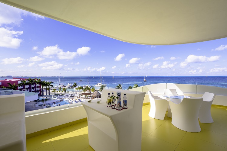 Oceanfront penthouse terrace at Temptation Cancun Resort in Mexico