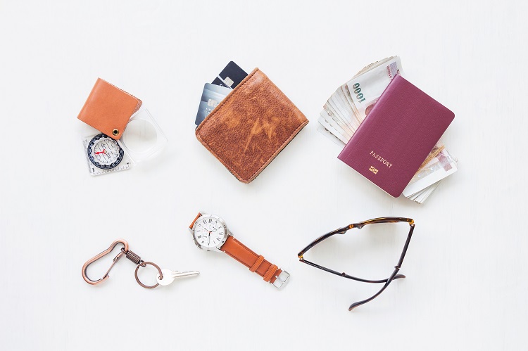 Personal belongings on a beach vacation in the Caribbean