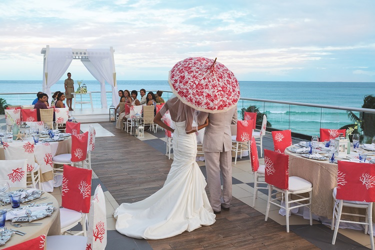 Sky wedding at Azul Beach Resort Riviera Maya in Mexico