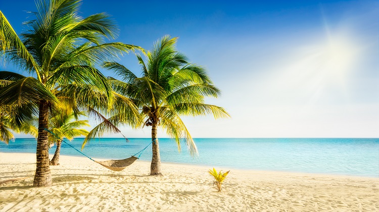 Sunny beach in the Caribbean