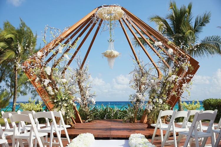 Wedding ceremony setup at The Fives Azul Beach Resort Playa del Carmen