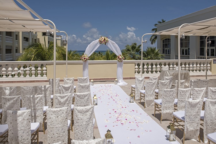 Wedding setup at Iberostar Rose Hall Beach in Jamaica