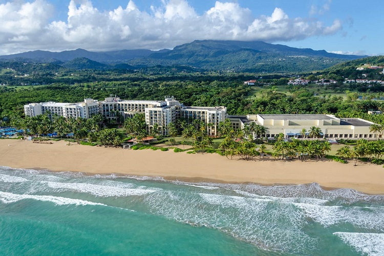 Aerial resort view of Wyndham Grand Rio Mar Beach Resort & Spa in Puerto Rico