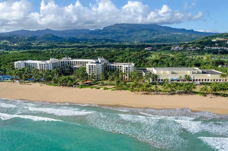 Aerial view of Wyndham Grand Rio Mar Puerto Rico Golf & Beach Resort in Puerto Rico